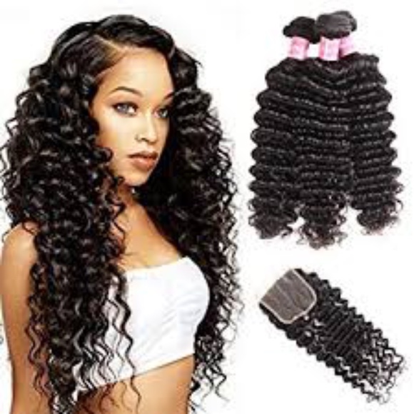 3- 20"Deep Wave Bundles with a 18" closure